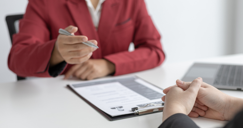 Hiring manager interviewing potential employee