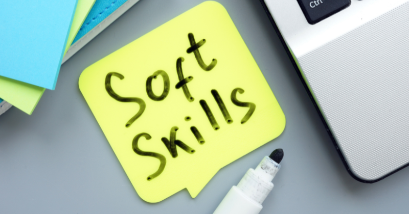 Sticky note with Soft Skills written on it